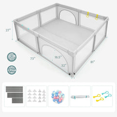 Wooden Baby Walker and Large Infant Playpen Bundle