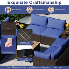 Outdoor PE Rattan Conversation Set with 32” Propane Fire Pit Table and Tank Holder