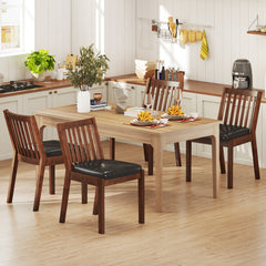 PU Leather Upholstered Dining Chair with Padded Seat Set of 4-Espresso
