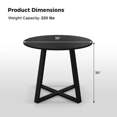 3-Piece Mid-Century Dining Set with 36” Round Pedestal Table and 2 Farmhouse Rattan Dining Chairs