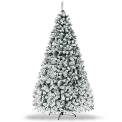Ultimate Holiday Décor Suite: Pre-Lit Snow Flocked Christmas Tree & 50" Recessed Electric Fireplace Set