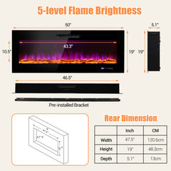 Ultimate Holiday Décor Suite: Pre-Lit Snow Flocked Christmas Tree & 50" Recessed Electric Fireplace Set