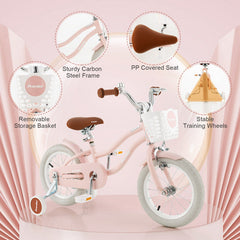 12 Inch Kids Bike with Helmet Protective Set Pink