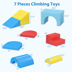 7-Piece Soft Foam Toddler Climbing Blocks Set PU Leather for 1+ Year Old