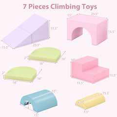 7-Piece Soft Foam Toddler Climbing Blocks Set PU Leather for 1+ Year Old