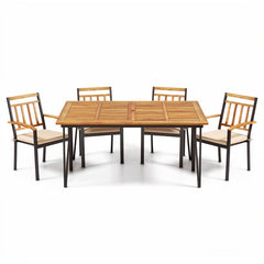 63 Inch Outdoor Dining Table & Set of 4 Patio Dining Chairs