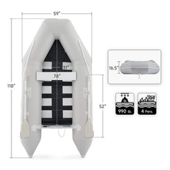 Virtue US 10FT 4-Person Heavy-Duty Inflatable Dinghy Transom Sport Tender Boat (SAK98153)