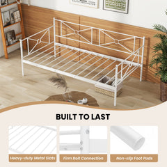 Metal Daybed Twin Bed Frame Stable Steel Slats Sofa Bed