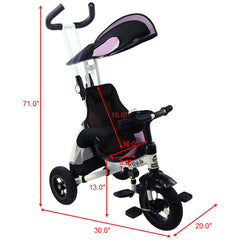4-in-1 Detachable Learning Baby Tricycle Stroller w/ Canopy Bag-Pink