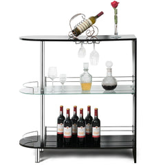 2-holder Bar Table with Tempered Glass Shelf