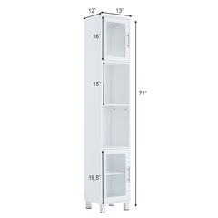 71 Inch Tall Tower Bathroom Storage Cabinet and Organizer Display Shelves for Bedroom