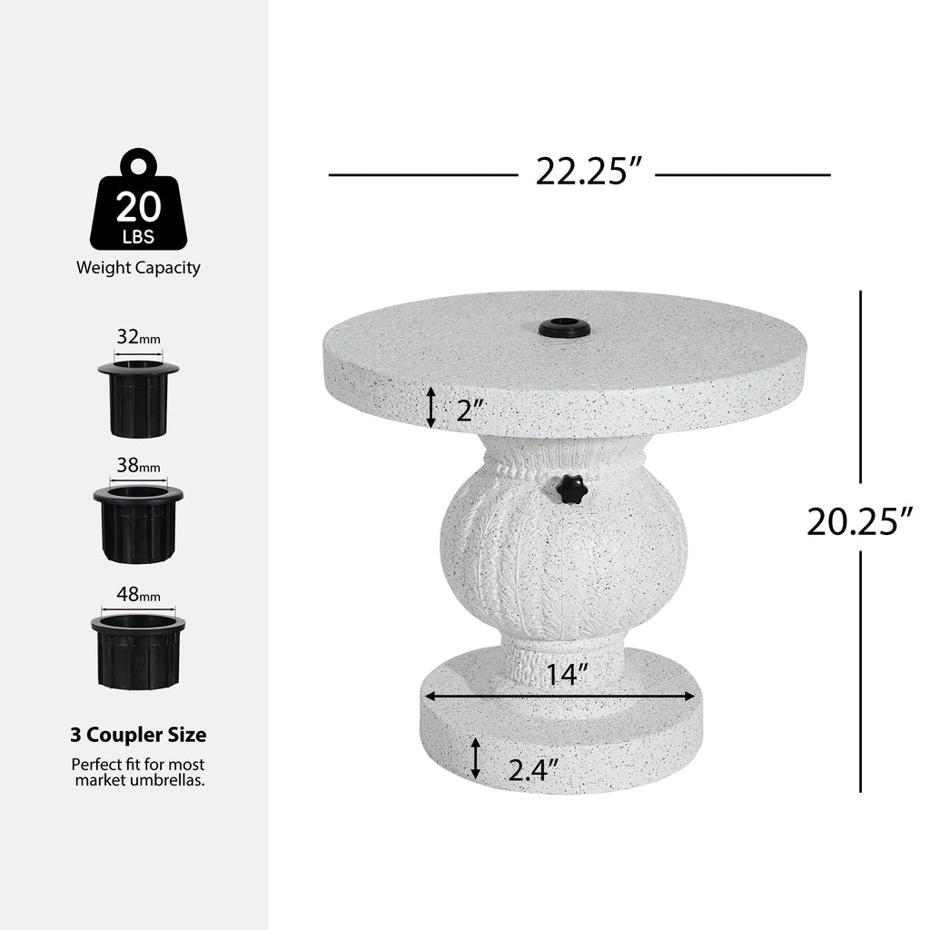 Berra MGO Outdoor Patio Side Table Umbrella Base with Sand-filling Design