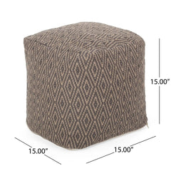 Amuleto Hand Loomed Cotton Pouf - Dark Gray / Brown