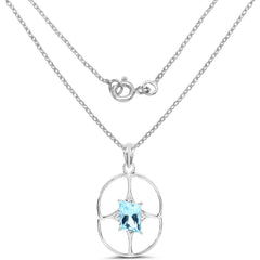 5.26 Carat Genuine Swiss Blue Topaz .925 Sterling Silver Pendant
