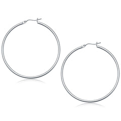 10k White Gold Polished Hoop Earrings (50 mm)