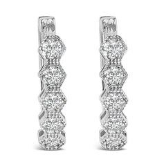 14K Gold 1/2 Cttw Diamond Earring Zig-Zagging Geometric Hoop Earrings (G-H Color, SI1-SI2)