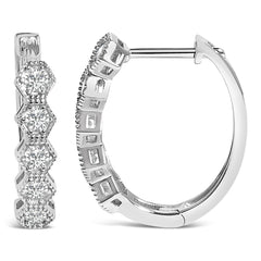 14K Gold 1/2 Cttw Diamond Earring Zig-Zagging Geometric Hoop Earrings (G-H Color, SI1-SI2)
