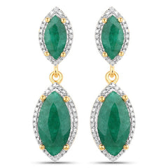 4.21 Carat Dyed Emerald and White Diamond .925 Sterling Silver Earrings