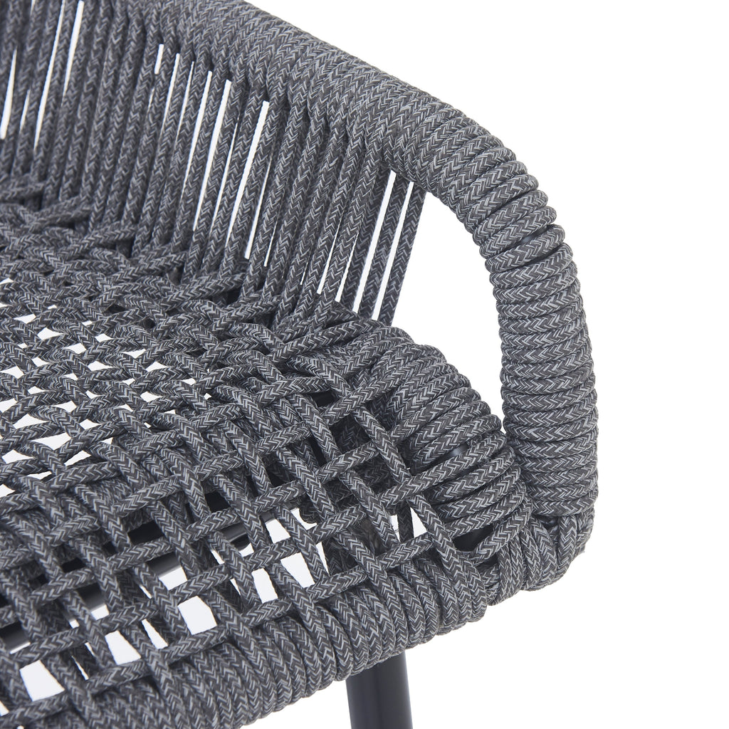 La Push Outdoor Patio Dark Gray Rope Barstool (Set of 2)