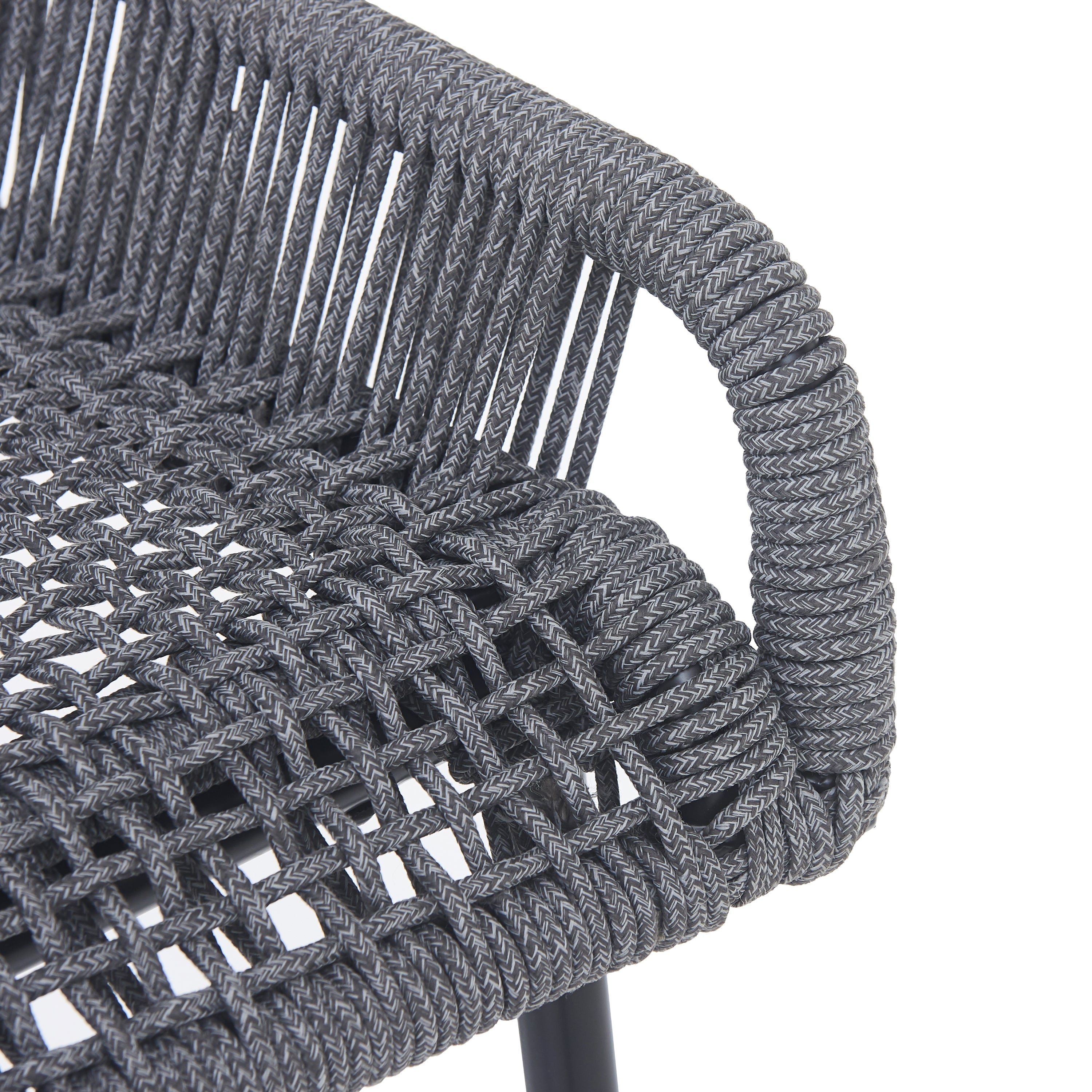 La Push Outdoor Patio Dark Gray Rope Barstool (Set of 2)
