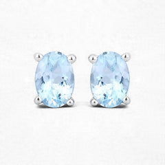 0.72 Carat Genuine Aquamarine .925 Sterling Silver Earrings