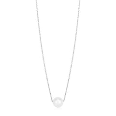14k White Gold Pearl Solitaire Necklace