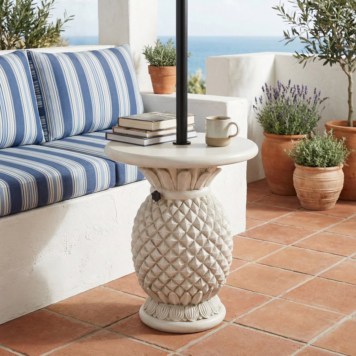 Lillian Outdoor Pineapple-Shaped Magnesium Oxide Umbrella Base