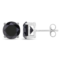 5.41 Carat Genuine Black Diamond 14K White Gold Earrings