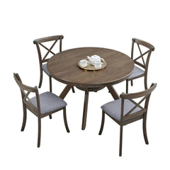 Wooden Dining Set Mid Century Modern Table and 4 Dining Chairs
