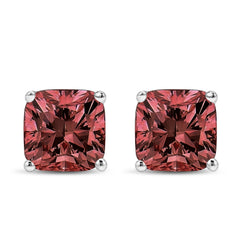 14K White Gold 1 1/2 Cttw Lab Grown Pink Cushion 4-Prong Set Classic Diamond Solitaire Stud Earrings (Pink Color, VS1-VS2 Clarity)