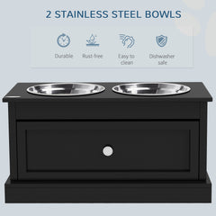 PawHut Large Elevated Dog Bowls with Storage Drawer