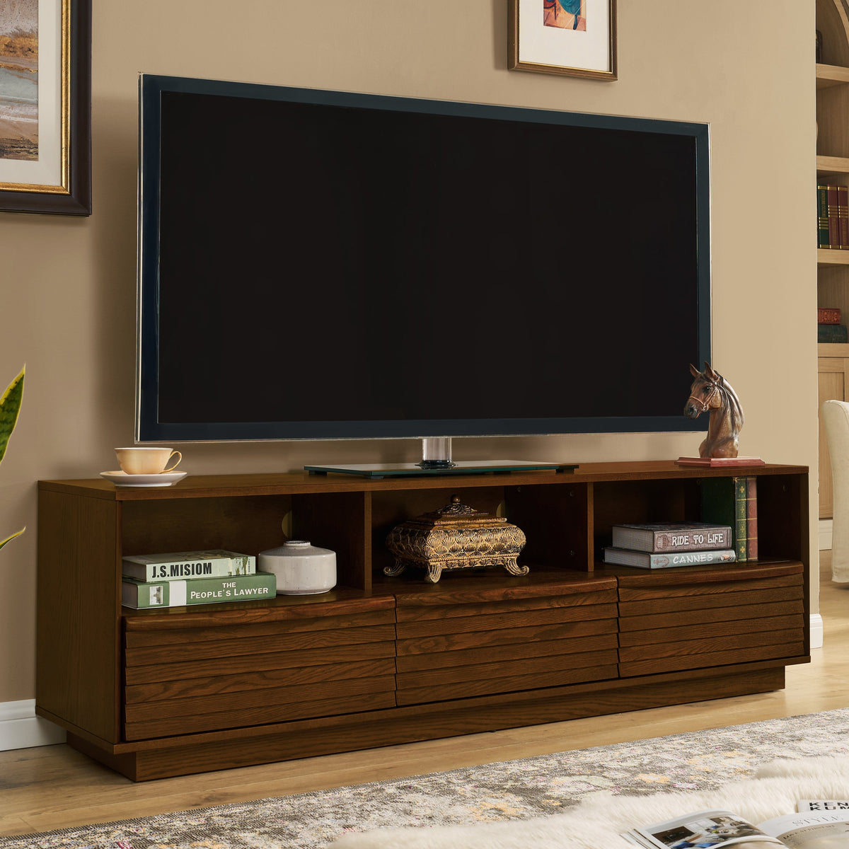63' Mid-Century Modern TV Stand for TVs up to 75' Walnut