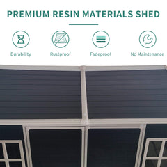[06X08FT] Alora Outdoor Resin Patio Garden Shed With Floor, 2 Windows, And Lockable Doors (SAK54953)