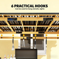 [06X13FT] Premium Outdoor Hardtop Wooden BBQ Grill Gazebo (SAK97420)