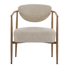 Beige PU Leather Dining Room Chair with Metal Frame