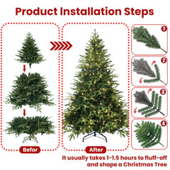6.5ft Pre-Lit Artificial Christmas Tree with 450 Warm White Incandescent Lights