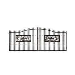 [07X20FT] Heavy-Duty Deer Motif Style Bi-Parting Galvanized Steel Driveway Entrance Gate (SAK68731)
