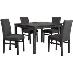 5 Piece Transitional Dining Room Set 48" Wood Dining Table with 4 Upholstered Side Chairs Charcoal Finish