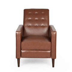 Mid-Century Modern Recliner With Button Tufted Waffle Stitch
