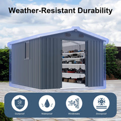[08X10FT] Alora Large Outdoor Metal Storage Tool Shed With Window And Lockable Doors (SAK32987)