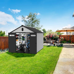 [08X12FT] Alora Large Polypropylene Storage Shed With Reinforced Floor And Lockable Swing Doors (SAK07451)