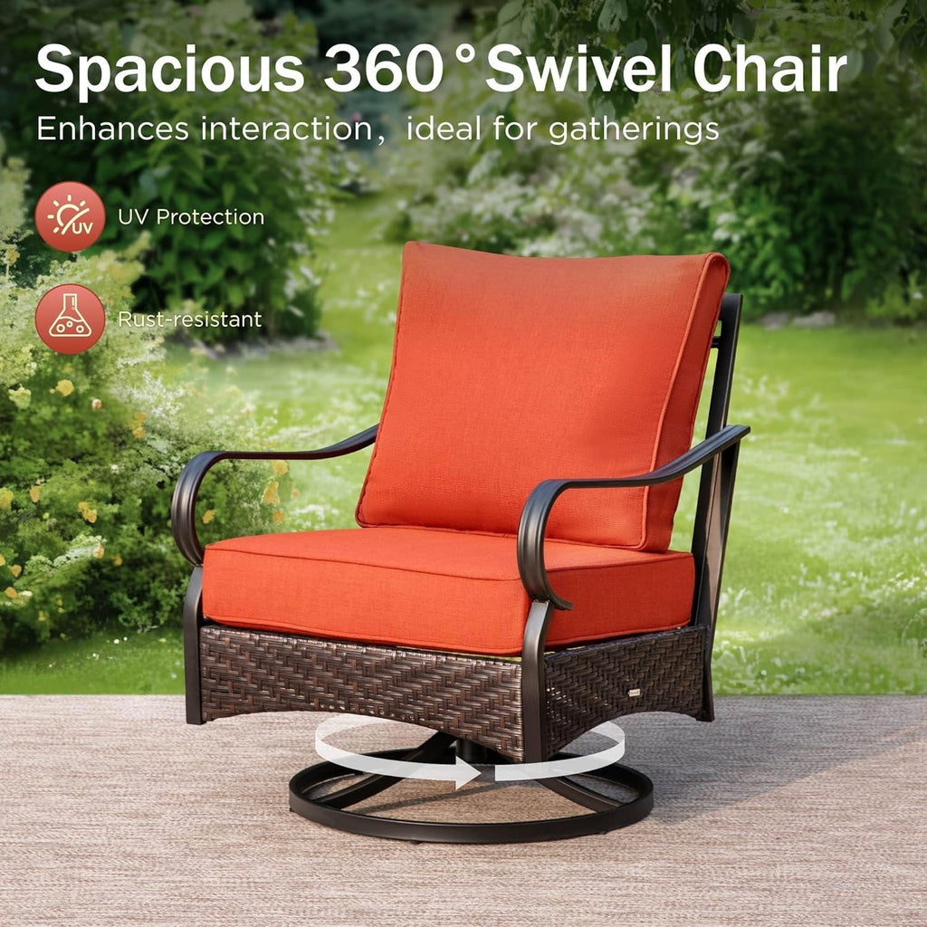 Patio Furniture Set with Fire Pit Table and Cushions