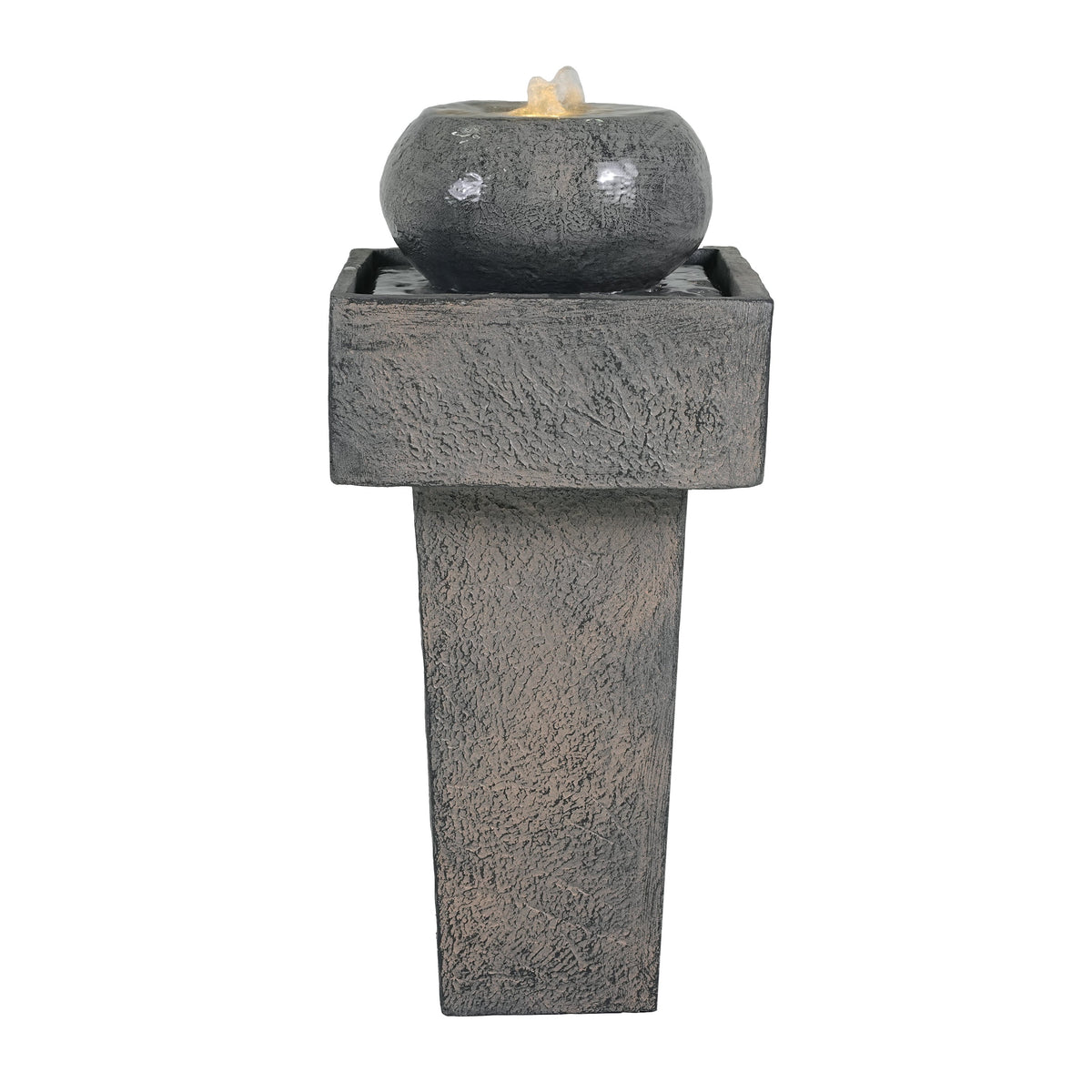 25.59'H Minimalist Concrete Column Fountain with LED Lighting