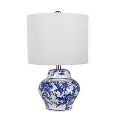 Blue and White Short Urn Ceramic Vase Lamp