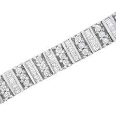 14K White Gold 4 7/8 cttw Baguette & Round Brilliant-Cut Diamond Channel- & Prong-Set Tennis Bracelet (I-J Color, I1-I2 Clarity) - Size 7.25"