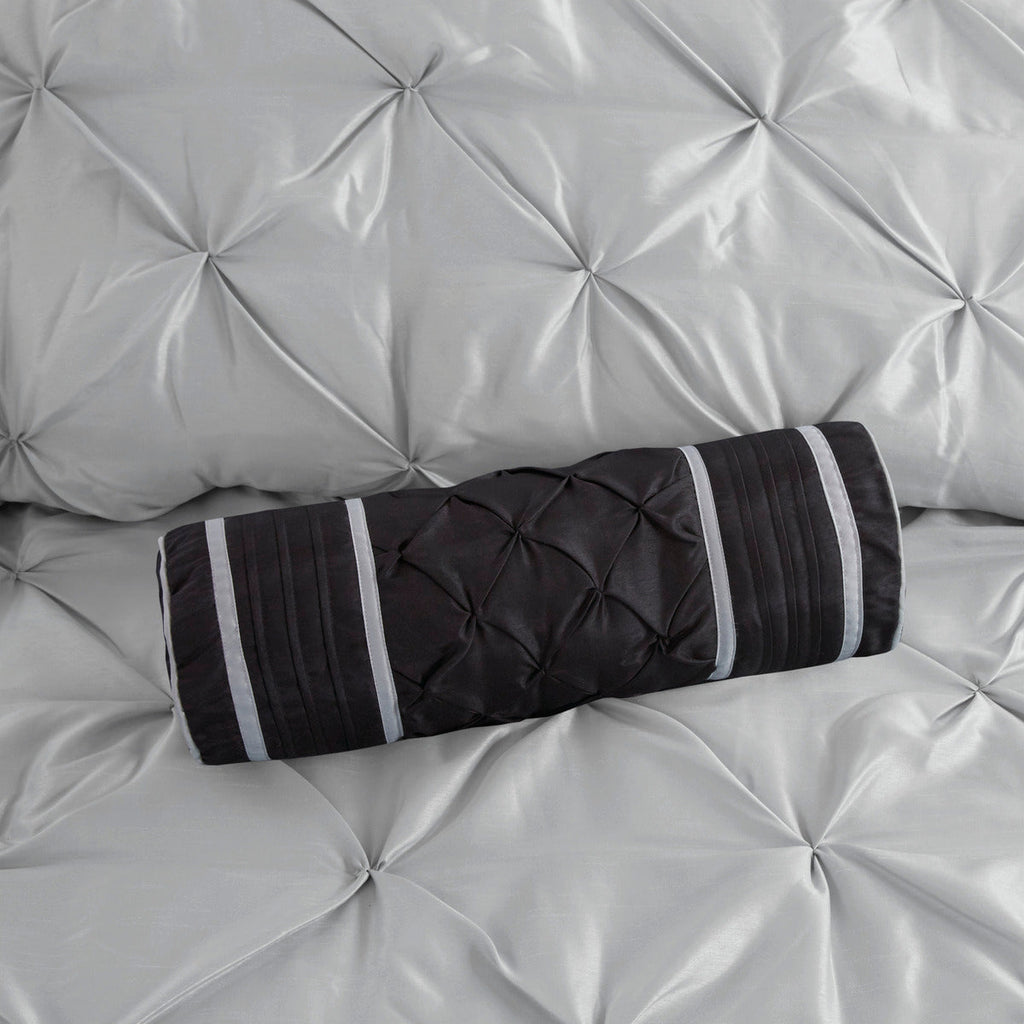 7 Piece Tufted Comforter Set Grey Full