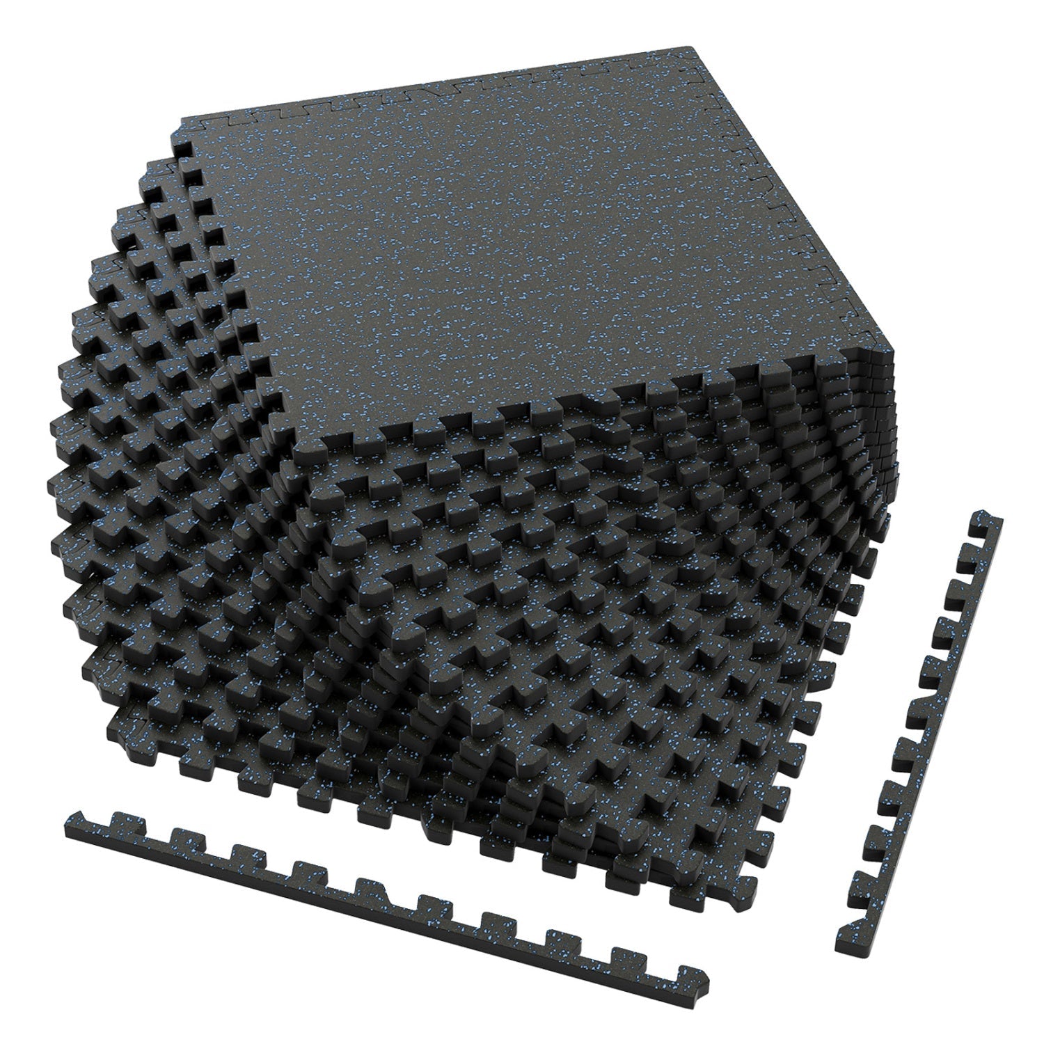 Interlocking Rubber Exercise Mat 48 Sq Ft with Borders