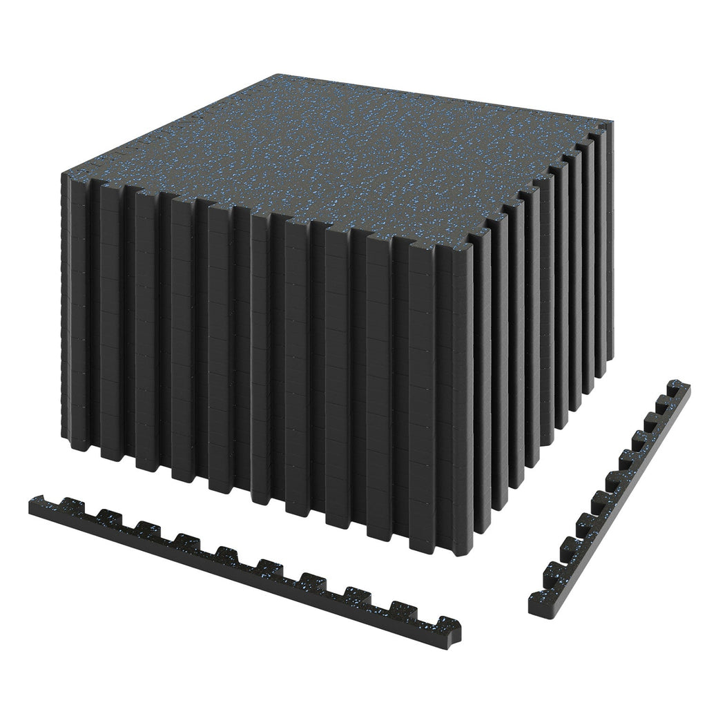 Interlocking Rubber Exercise Mat 48 Sq Ft with Borders