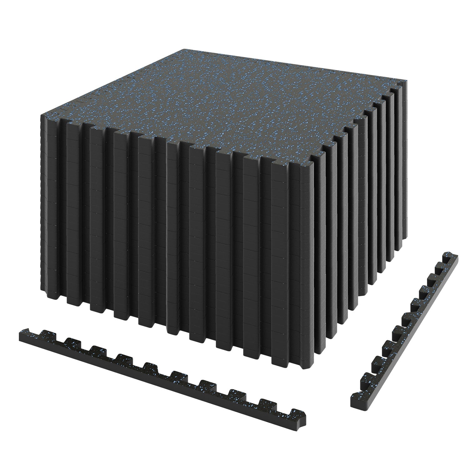 Interlocking Rubber Exercise Mat 48 Sq Ft with Borders