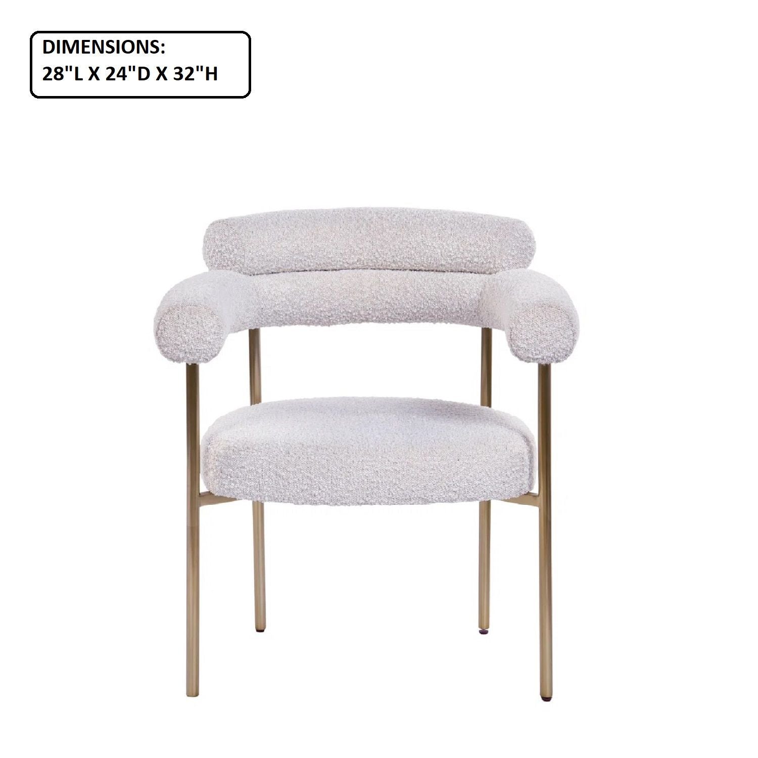 Kitchen Dining Chair With Armrest (Set of 2) - Gold / Creamy White